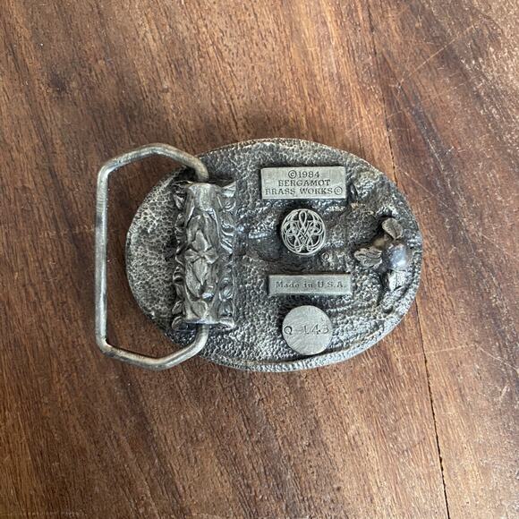 Eagle Flying Sky Belt Buckle Bergamot Brass Works USA Made 1984 Vintage - Picture 4 of 5